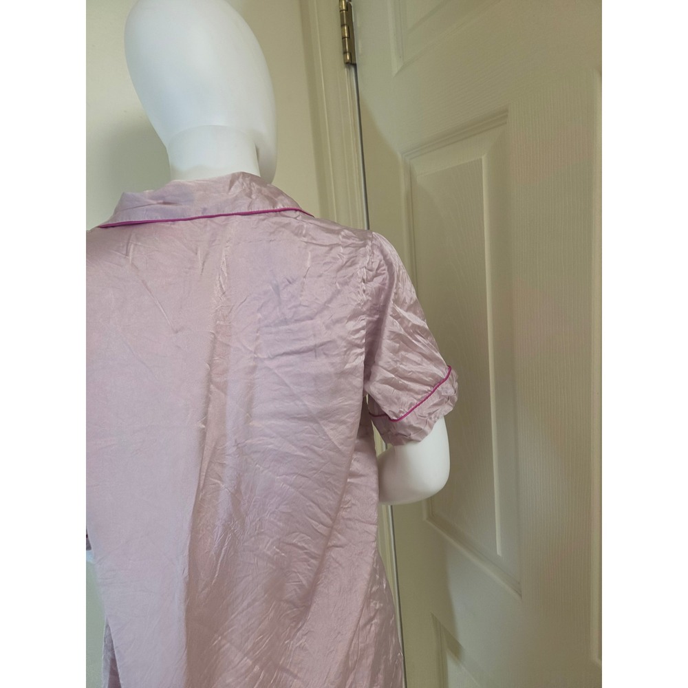 Silksilky 100% Silk Pajama Set Womens Medium Dusty Rose Pink Short Sleeve Shorts - Picture 11 of 12